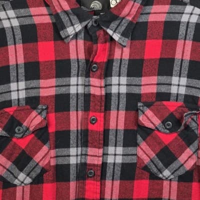Ocean Pacific Men's XL Red Flannel Plaid Long Sleeve Button Down - Thumbnail 2