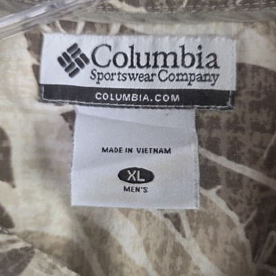Columbia Men's XL Beige Hawaiian Short Sleeve Cotton Blend Button-Down Shirt - Thumbnail 3
