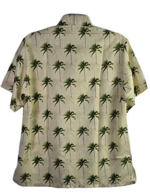 Happy Bay Men's Medium Yellow Hawaiian Palm Tree Button Up Shirt - Thumbnail 8