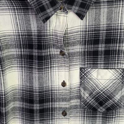 Northeast Outfitters Women's Small Gray & Black Flannel Long Sleeve Button Down - Thumbnail 3