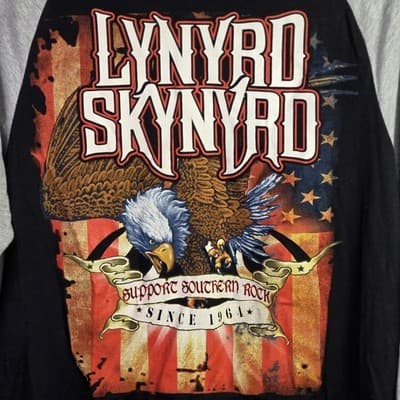 Lynard Skynard Medium Gray & Black "Support Southern Rock"T-Shirt - Thumbnail 3