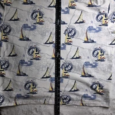 Cotton Traders Sport Men's XL Multicolored Nautical Short Sleeve Polo Shirt - Thumbnail 4