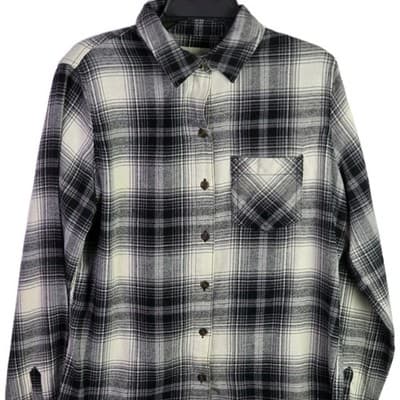 Northeast Outfitters Women's Small Gray & Black Flannel Long Sleeve Button Down - Thumbnail 2