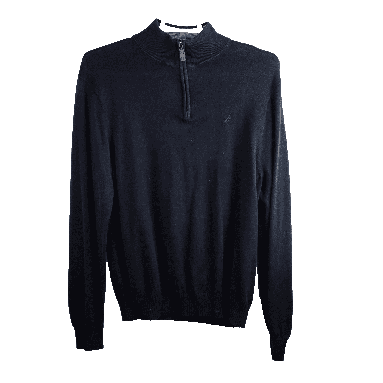 Nautica Men's Large Navy Blue Large 1/4 Zip High Neck Long Sleeve Sweater - Image 1