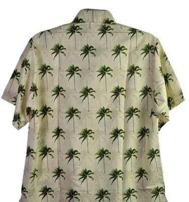 Happy Bay Men's Medium Yellow Hawaiian Palm Tree Button Up Shirt - Thumbnail 9