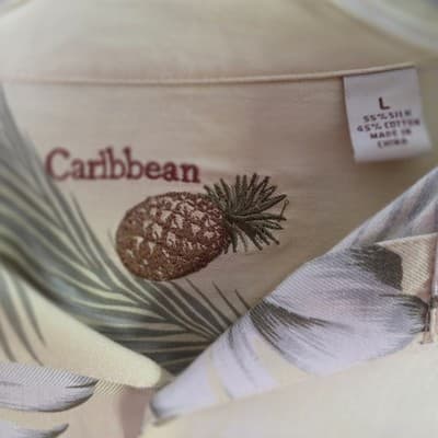Caribbean Joe Men's Large Silk Blend Hawai Tropical Short Sleeve Shirt - Thumbnail 4