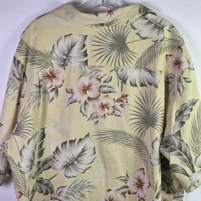 Caribbean Joe Men's Large Silk Blend Hawai Tropical Short Sleeve Shirt - Thumbnail 9