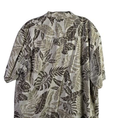 Columbia Men's XL Beige Hawaiian Short Sleeve Cotton Blend Button-Down Shirt - Thumbnail 10
