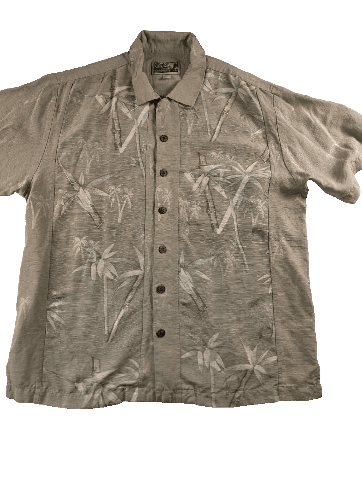 Tiki Classic 100% Silk SZ Large Embroidered Palm Tree Hawaiian Shirt - Image 1