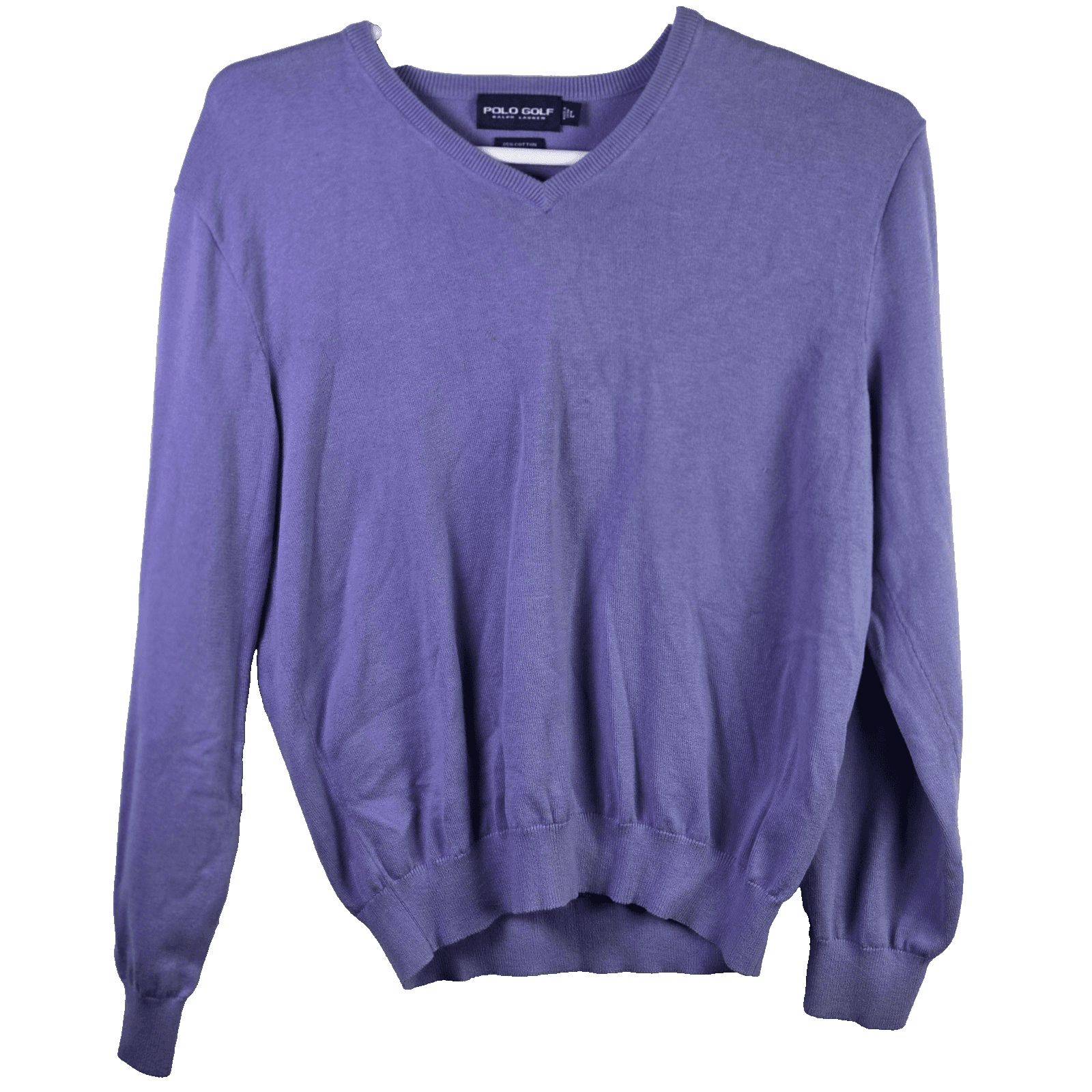 Polo Ralph Lauren Golf Men's Large Purple Cashmear & Cotton V-Neck Knit Sweater - Thumbnail 2