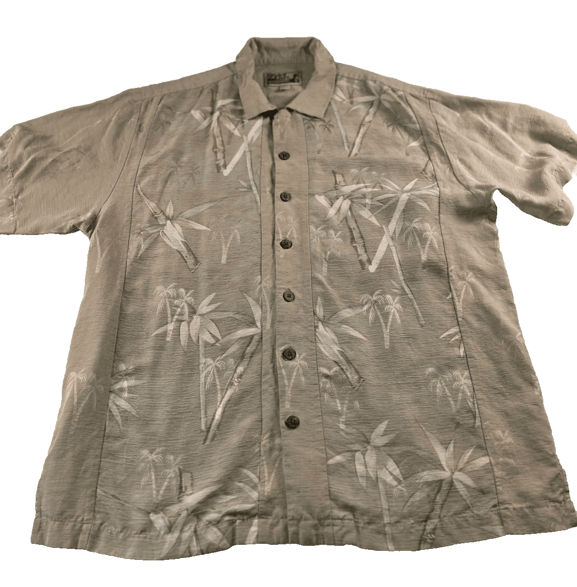 Tiki Classic 100% Silk SZ Large Embroidered Palm Tree Hawaiian Shirt - Thumbnail 2