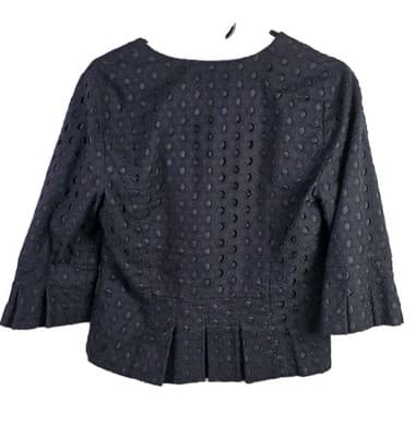 Kenneth Cole Reaction Women's 6 Black Eyelets Button Up V Neck Blazer - Thumbnail 7