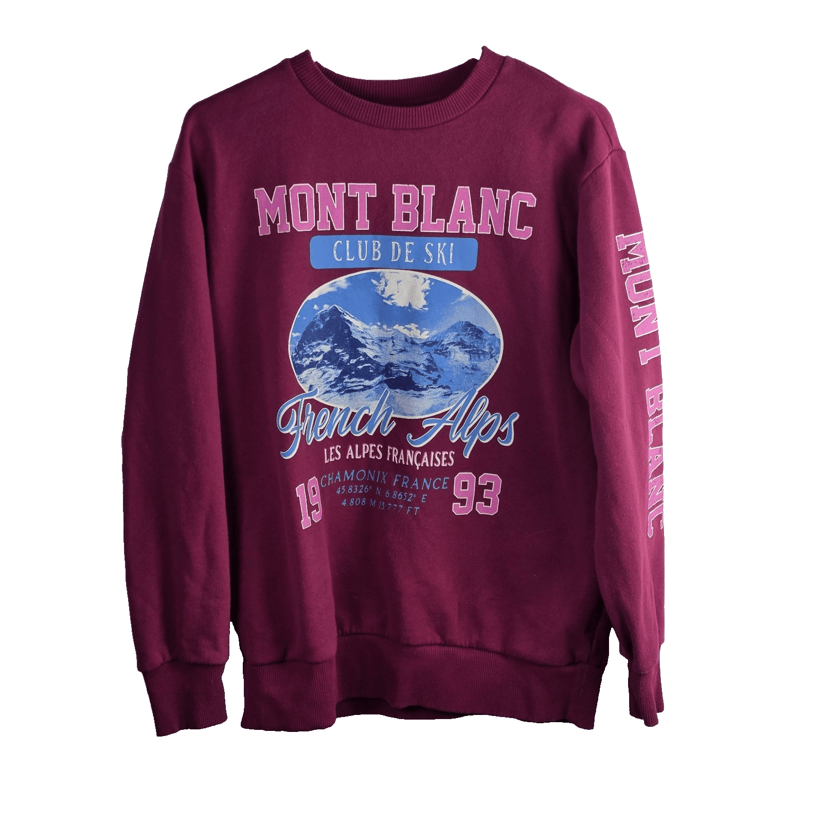 Mont Blanc Adult Small Pink 1993 French Alps Ski Sweatshirt - Image 1