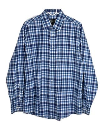 Jos A Bank Shirt Men' Large Blue Gingham Check Button Down Long Sleeve - Image 1