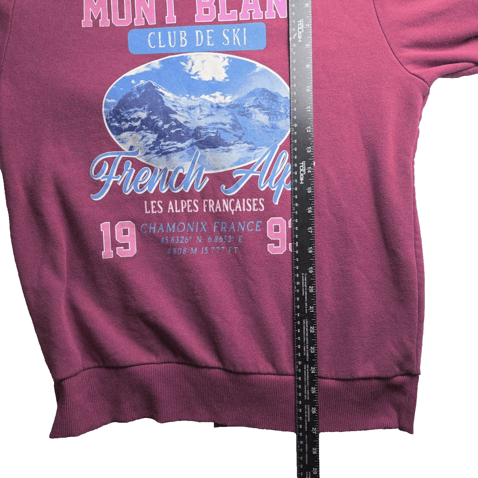 Mont Blanc Adult Small Pink 1993 French Alps Ski Sweatshirt - Thumbnail 9