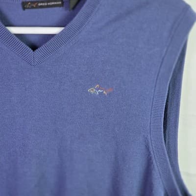 Greg Norman Men's XL Blue Sweater Vest - Thumbnail 2