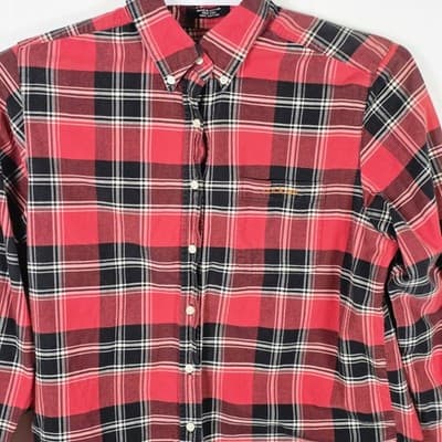 Vintage Rockies Medium Red Plaid Long Button Up Shirt - Thumbnail 2