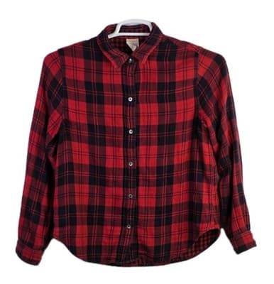 Faherty Legend Adult Medium Reversible Red Black Flannel Button Down Shirt - Image 1