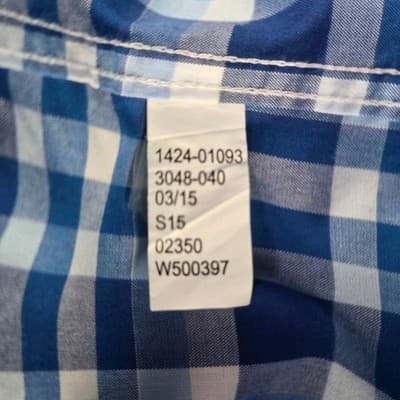 Jos A Bank Shirt Men' Large Blue Gingham Check Button Down Long Sleeve - Thumbnail 4