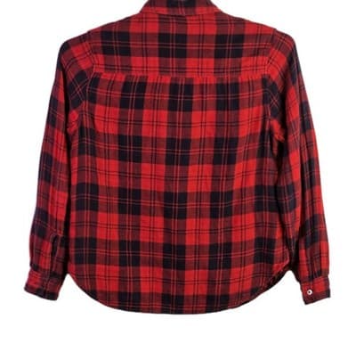Faherty Legend Adult Medium Reversible Red Black Flannel Button Down Shirt - Thumbnail 6