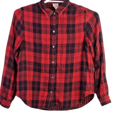 Faherty Legend Adult Medium Reversible Red Black Flannel Button Down Shirt - Thumbnail 2