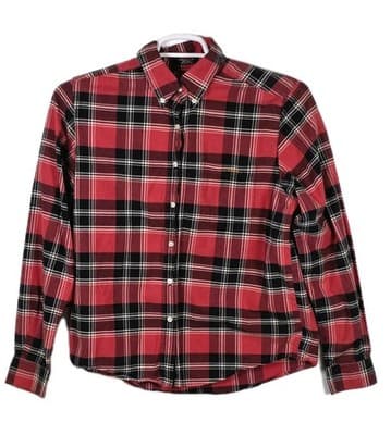 Vintage Rockies Medium Red Plaid Long Button Up Shirt - Image 1