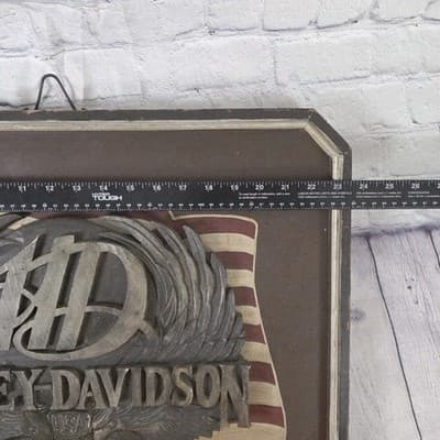 Vintage 60's Harley Davidson Wood Carved Pub Sign - Thumbnail 6