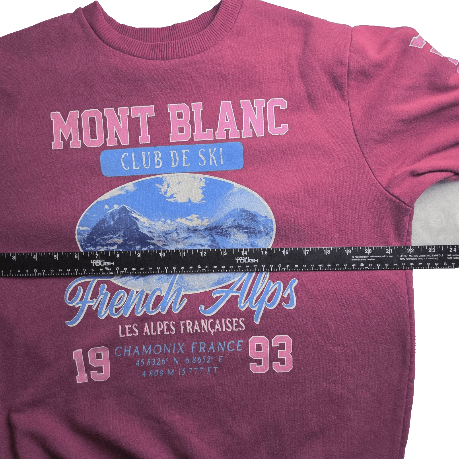 Mont Blanc Adult Small Pink 1993 French Alps Ski Sweatshirt - Thumbnail 7