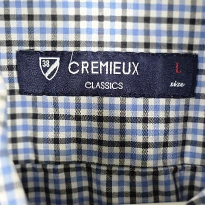 Daniel Cremieux Men's Large White & Blue Tattersall Long Sleeve Button Up Shirt - Thumbnail 4
