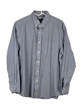 Daniel Cremieux Men's Large White & Blue Tattersall Long Sleeve Button Up Shirt - Image 1