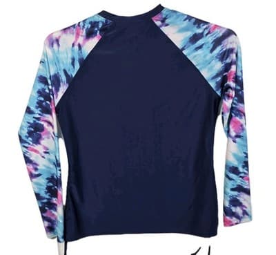 Free Country Women's Small (4-6) Blue Multicolor Sunblock Swim Shirt - Thumbnail 5