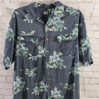 Tommy Bahama Men’s Large Rayon-Cotton-Blend Short Sleeve Button Up Shirt - Thumbnail 2