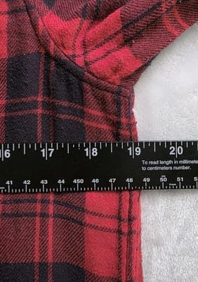 Faherty Legend Adult Medium Reversible Red Black Flannel Button Down Shirt - Thumbnail 3