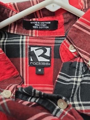 Vintage Rockies Medium Red Plaid Long Button Up Shirt - Thumbnail 3