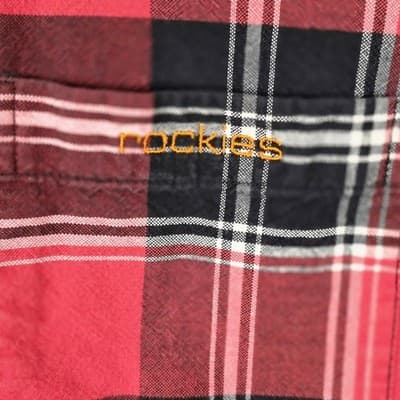 Vintage Rockies Medium Red Plaid Long Button Up Shirt - Thumbnail 4