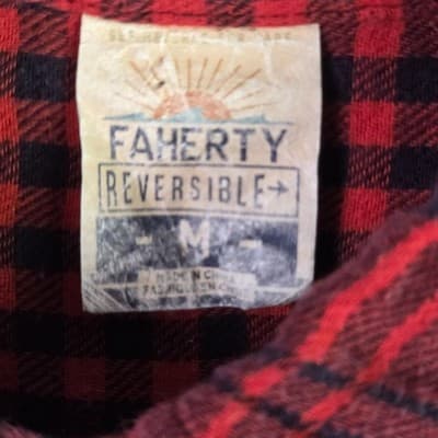 Faherty Legend Adult Medium Reversible Red Black Flannel Button Down Shirt - Thumbnail 4