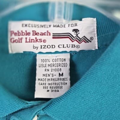 Pebble Beach Men’s Medium Short Sleeve Polo Shirt Izod Club - Thumbnail 4