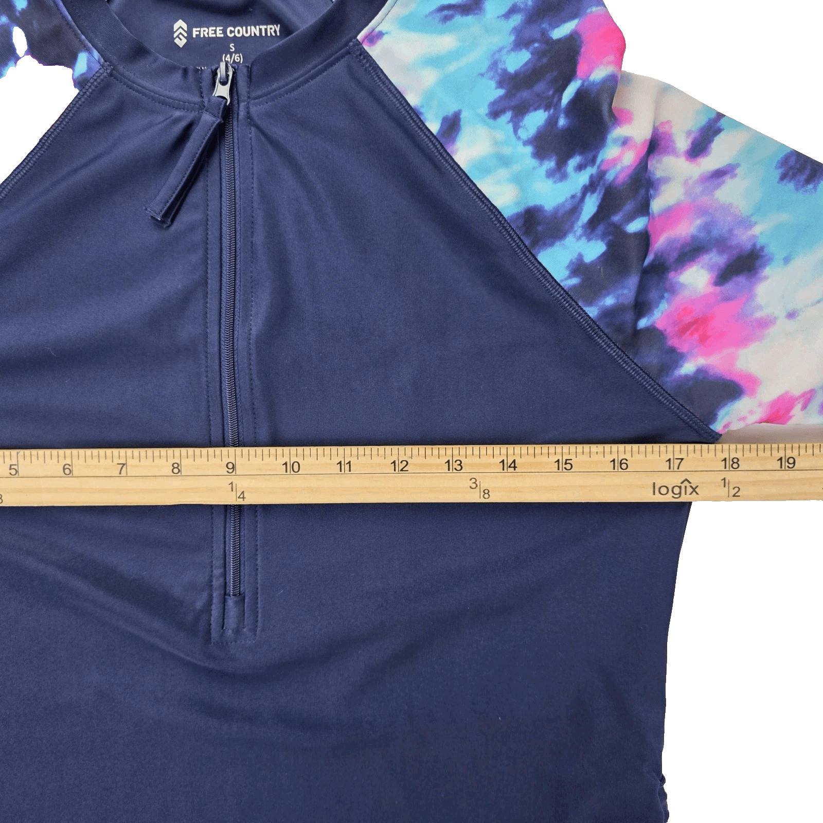 Free Country Women's Small (4-6) Blue Multicolor Sunblock Swim Shirt - Thumbnail 4