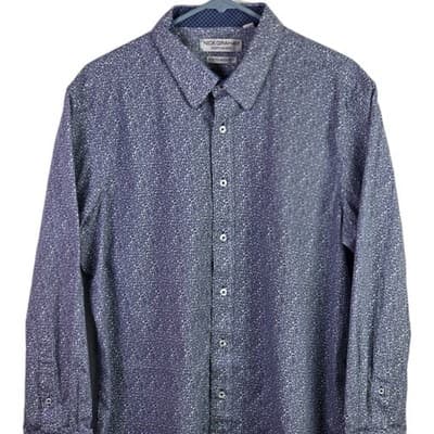 Nick Graham Men's XXL Blue Paisley Stretch Modern Fit Long Sleeve Shirt - Thumbnail 2