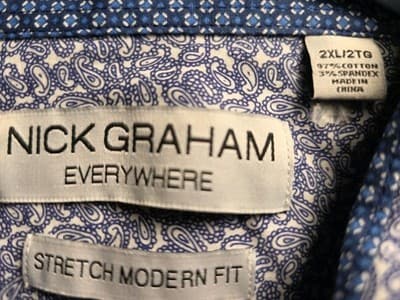 Nick Graham Men's XXL Blue Paisley Stretch Modern Fit Long Sleeve Shirt - Thumbnail 4