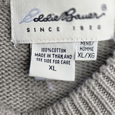 Vintage Eddie Bauer Men's XL Beige Pullover Knit Sweater - Thumbnail 3