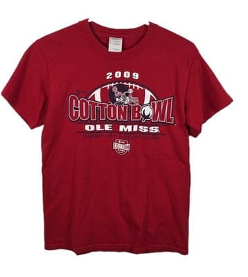 2009 Cotton Bowl Ole Miss Men's Small Red Short Sleeve T-Shirt - Image 1