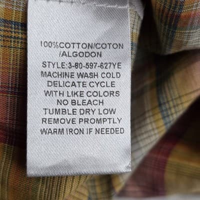 Roper Wom (7-9) Yellow Red Plaid Snap Long Sleeve Button Up Shirt - Thumbnail 4