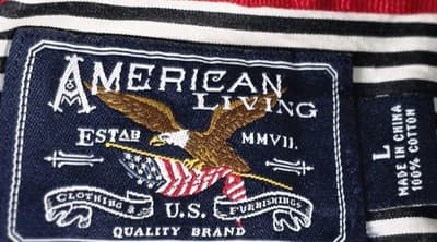 American Living Men's Large Black & White Striped Long Sleeve Button Up Shirt - Thumbnail 2
