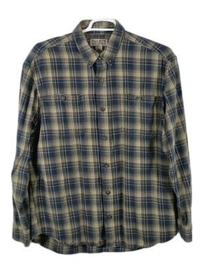 Duluth Men's XL Green/Blue Plaid Heavy Long Sleeve Button Up Shirt - Image 1