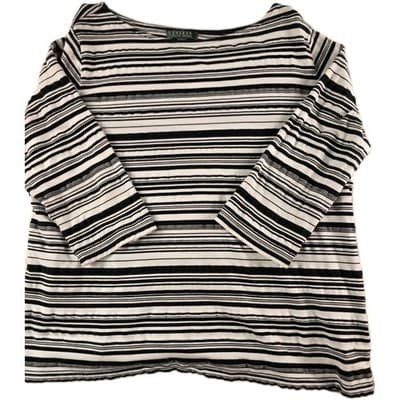Lauren Ralph Lauren Women's 2X 3/4 sleeve Striped Top - Image 1