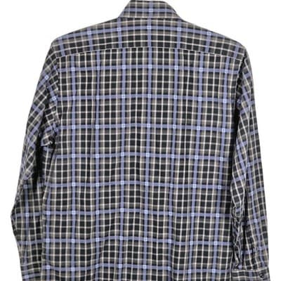 Thomas Dean Large Navy Blue & Gray Plaid Long Sleeve Button Up Shirt - Thumbnail 6