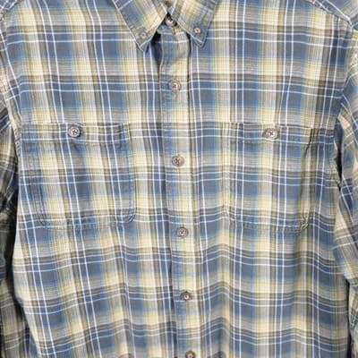 Duluth Men's XL Green/Blue Plaid Heavy Long Sleeve Button Up Shirt - Thumbnail 3