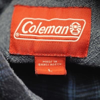 Coleman Men's Large Blue & Black Plaid Flannel Button Up Shirt - Thumbnail 2