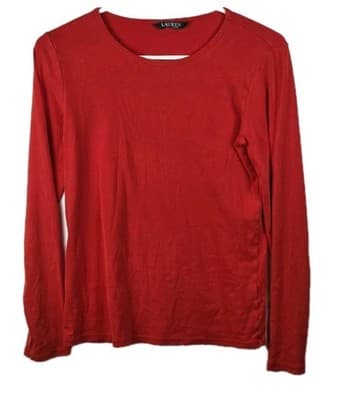 Lauren Ralph Lauren BL Shirt Women's XL Red Round Neck Shirt * Missing Tag * - Image 1